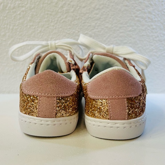 ♥️HP HOO Mia Star Glitter Sneakers Sz 11 Rose Gold Pink Easy Zip & Velcro NWOT - Picture 3 of 9